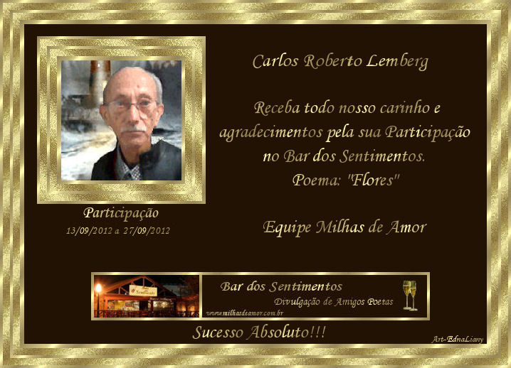 299 Prmio: Placa Bar dos Sentimentos - Carlos Roberto Lemberg - 17/01/2013