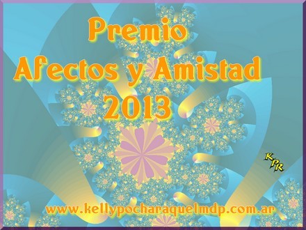 297 Prmio: Premio Primaveera - Afecto y  Amistad - 2013 - Recebido em 22/12/2012