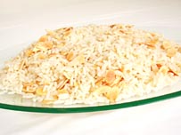 Arroz com amêndoa e champagne